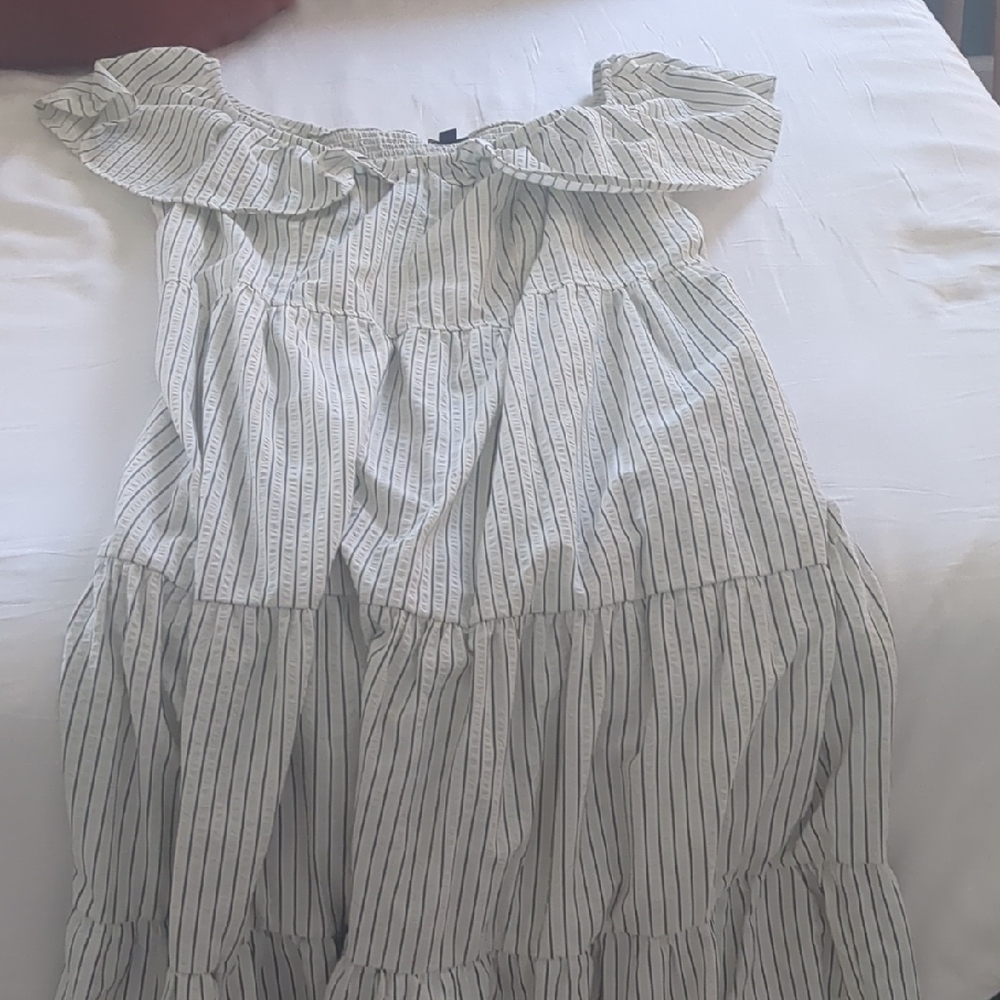 Torrid Off-Shoulder Striped Maxi Dress - White and Black